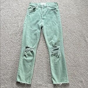 MOTHER High Rise Jeans in Light Green